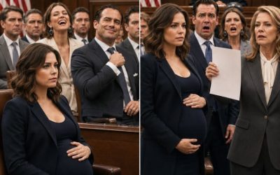 At the divorce hearing, I was eight months pregnant. My Wall Street billionaire husband smirked, “You’ll leave with nothing, Caroline. The prenup is ironclad.” His young mistress giggled from the gallery